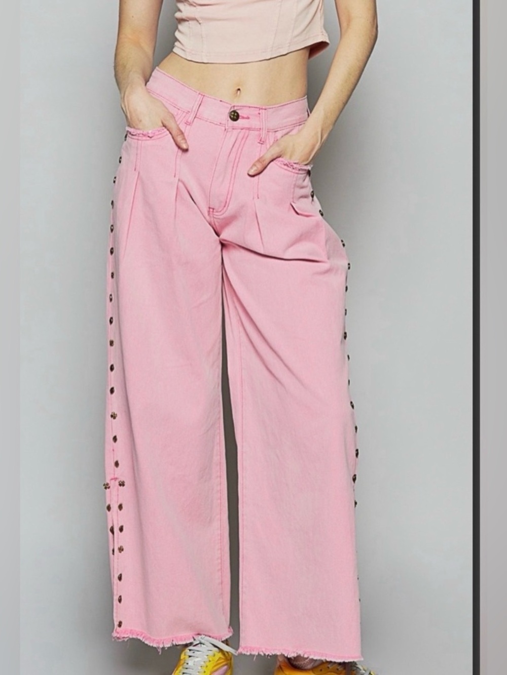 POL Pink Wide Leg Flare Jeans